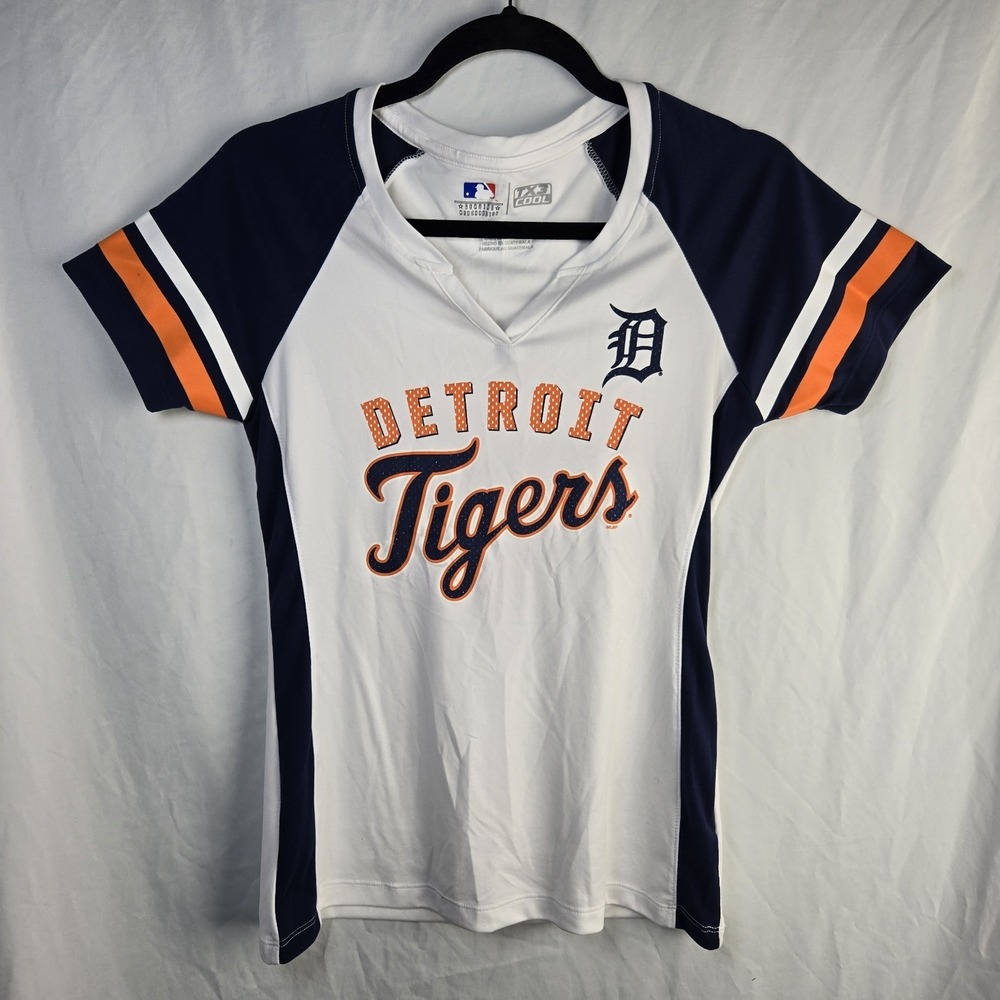 Genuine Merchandise Detroit Tigers Graphic T-Shirt Womens Small Bling Game Day